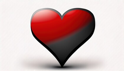  a red and black heart shaped object on a white background with a shadow on the bottom of the image and the bottom half of the image.  generative ai