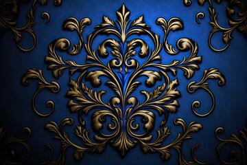 abstract fractal background with ornament, royal blue, generative AI