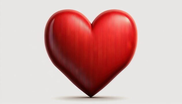  a red heart shaped object on a white background with a light reflection on the bottom of the image and a shadow on the bottom of the image.  generative ai