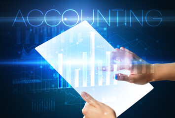 Hand holding futuristic, business concept