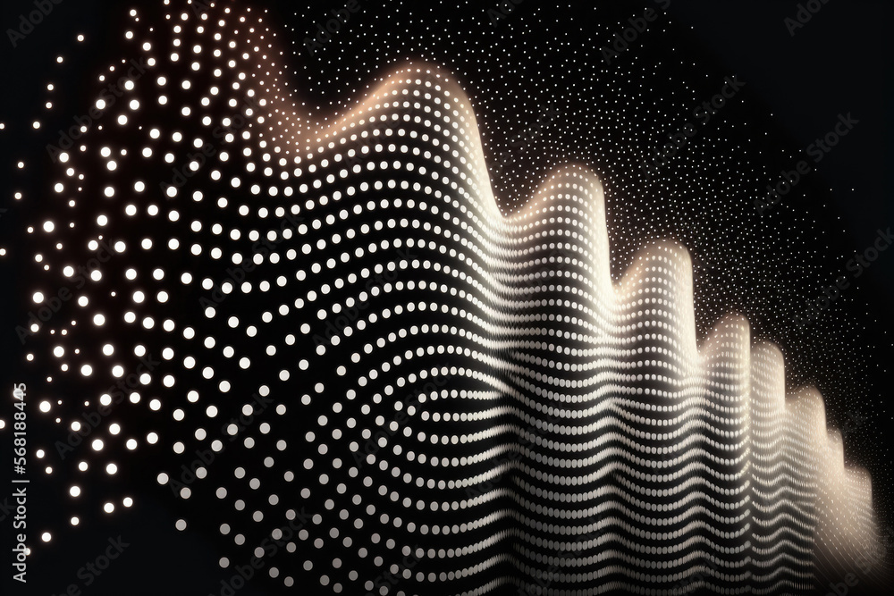 Poster background texture of wave light technology with white dots. digital big data idea that is abstract.