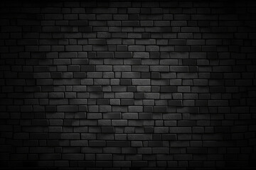 Black brick wall texture, brick surface for background. Vintage wallpaper. Generative AI