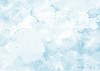 Blue watercolor background for cover design, poster, cover, banner, flyer, cards. Cold water illustration for design. Hand-drawn painted template. Water splashes texture.	Drops. Ice.