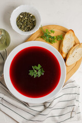 Christmas beetroot soup, traditional Christmas eve dish in Poland.