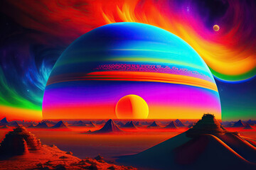 Fototapeta na wymiar Vibrant Planets, Fantasy landscapes