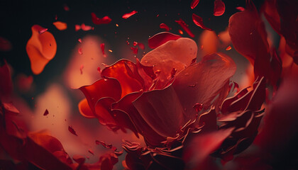 Abstract rose petals with splash valentines day background