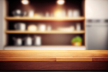 Obraz premium podium for kitchen theme product presentation on blurred background, industry concept, Generative AI