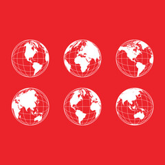 Obraz premium Set icons Globe Planet Lines Vector