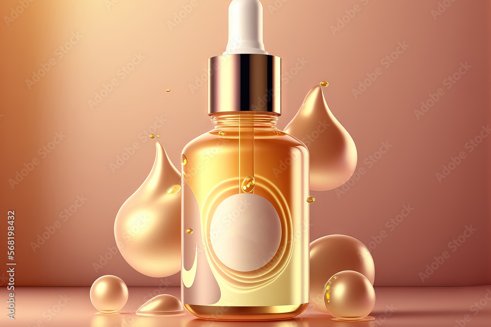 Canvas Prints illustration of vitamin and collagen skin serum isolated on a soft color background. idea cosmetics 