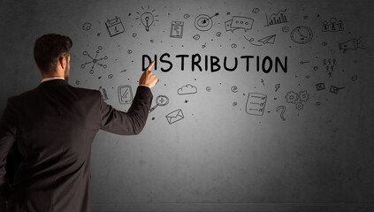 businessman drawing a creative idea sketch