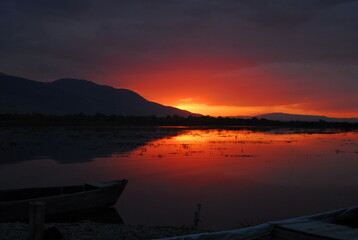sunset over the lake