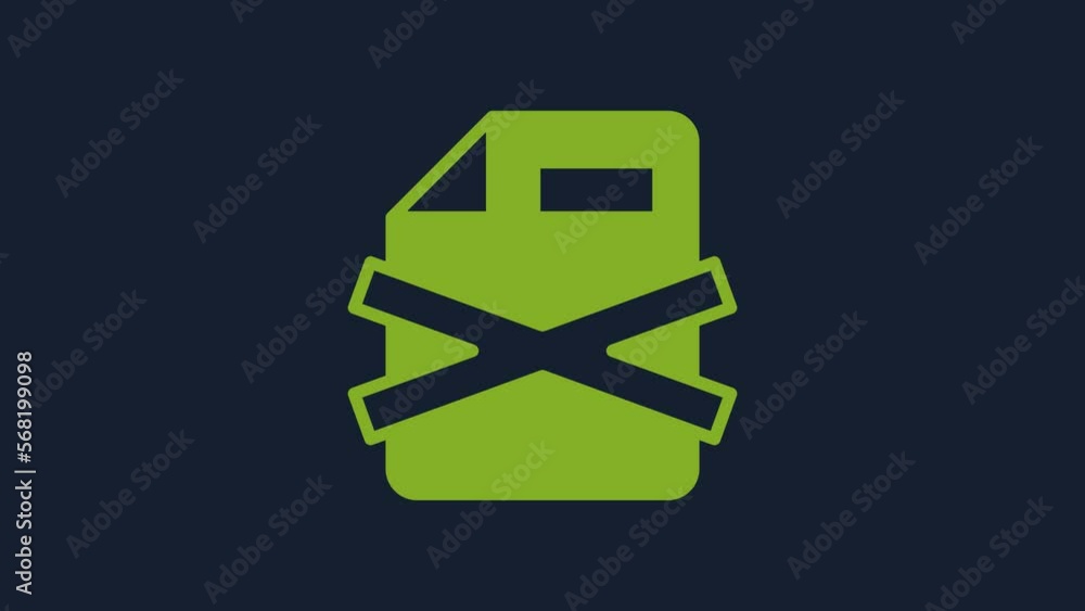 Poster yellow delete file document icon isolated on blue background. rejected document icon. cross on paper