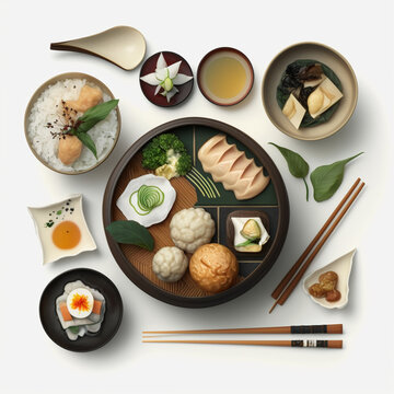 Japanese food dish AI 3d illustration