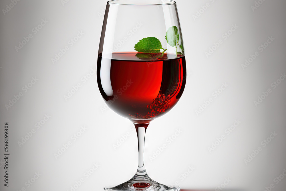 Poster realistic photo image of red wine in a glass isolated on a white backdrop with a clip path. generati