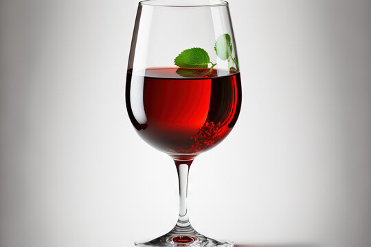 Realistic photo image of red wine in a glass isolated on a white backdrop with a clip path. Generative AI