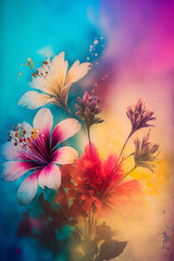 Fototapeta na wymiar Watercolor spring flowers, flower composition, floral poster or greeting card, watercolor flower bouquet, colorful flower background, Generative AI