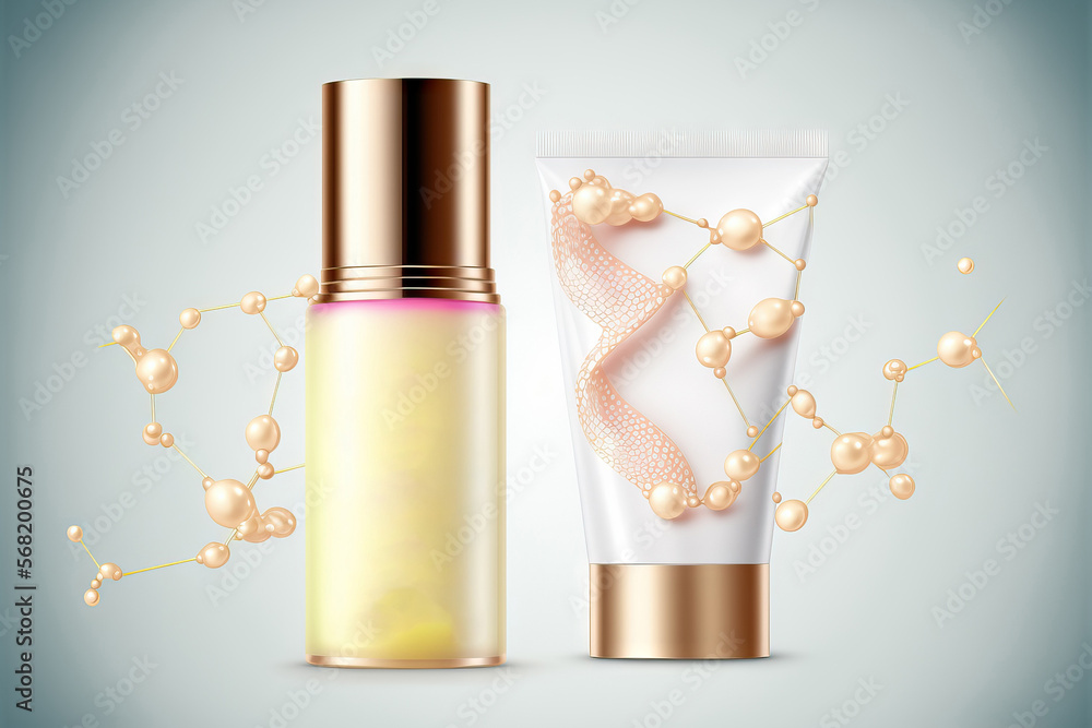 Aufkleber dna background and molecules that are realistic. an example of a cream molecule from science. collag