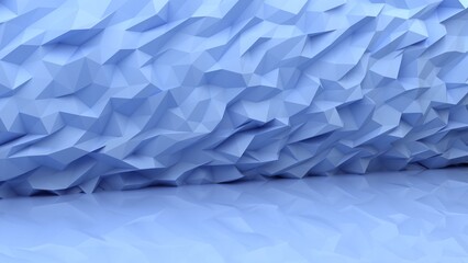 Blue triangular abstract wall background. Grunge surface. 3d rendering