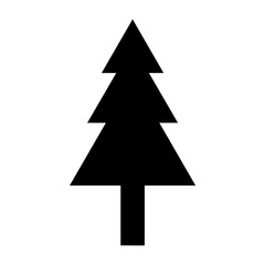 Obraz premium Silhouette pine tree icon isolated on white background, black tree shape, single cartoon flat icon for apps and websites, vector illustration