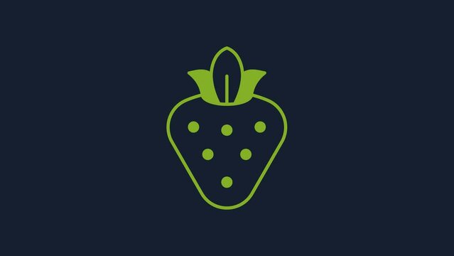 Yellow Strawberry icon isolated on blue background. 4K Video motion graphic animation