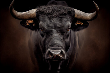 Angry black Bull. generative AI