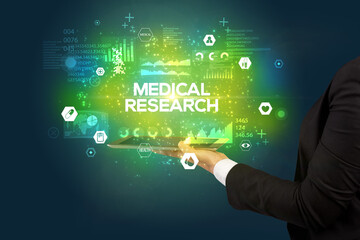 Close-up of a touchscreen with medical inscription