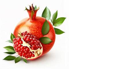 Pomegranate on a White Background (Generative AI)