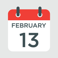 calendar - February 13 icon illustration isolated vector sign symbol