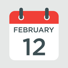 calendar - February 12 icon illustration isolated vector sign symbol