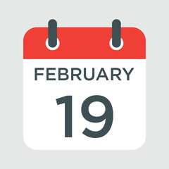 calendar - February 19 icon illustration isolated vector sign symbol