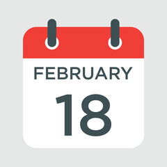 calendar - February 18 icon illustration isolated vector sign symbol