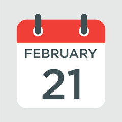calendar - February 21 icon illustration isolated vector sign symbol
