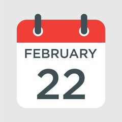 calendar - February 22 icon illustration isolated vector sign symbol