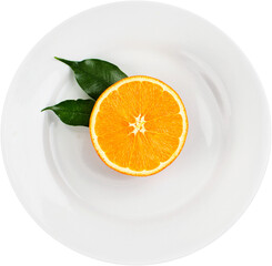 Half of an orange on a plate