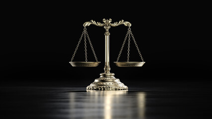 Libra Scales of justice. Law Legal System Crime concept. 3d illustration