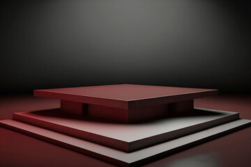 Product Showcases with Moody Red Platform & Black Background - Clean, Sleek, Minimalistic Design for Jewelry, Cosmetics, Apparel, Shoes, Electronics, Art, Watches, Makeup & Gifts
