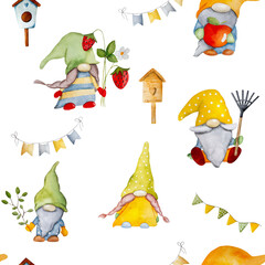 Fototapeta premium Watercolor hand drawn gnome