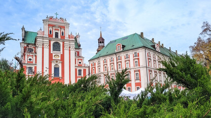 Poznań in Poland. Fara church in Poznań. Pink church