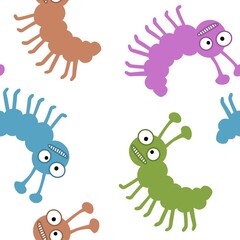 Cartoon bugs seamless caterpillars pattern for wrapping paper and kids clothes print and fabrics and accessories