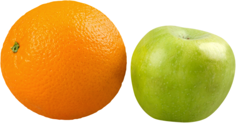 Differences orange and apple fruit