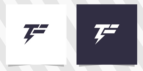 letter tf ft with thunder bolt logo design