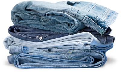 Stack of classic Blue jeans