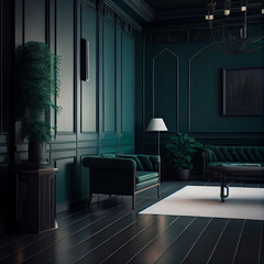 Modern home dark green interior project