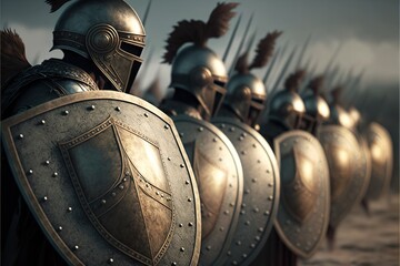 Soldiers in medieval historic fantasy armor, generative ai