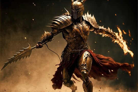 Fantasy soldiers in medieval historic in action, moviearmor, generative ai