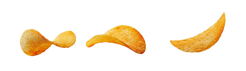 Potato chips isolated on white background
