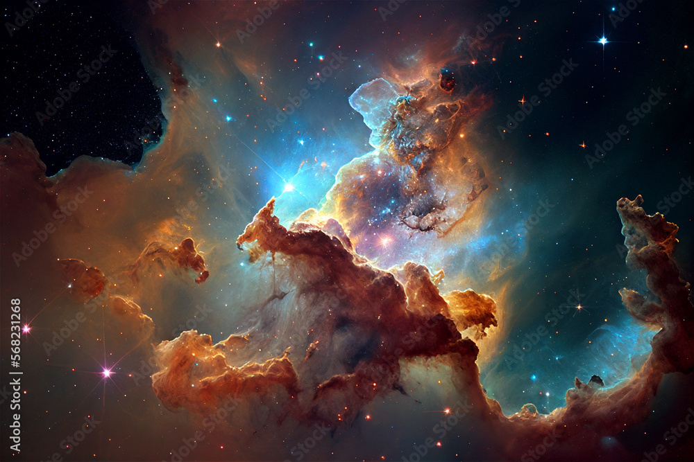 Wall mural nebula stars space colorful galaxy illustration generative ai