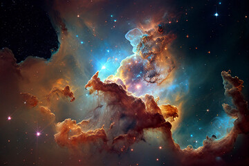 Nebula Stars space colorful galaxy illustration Generative Ai
