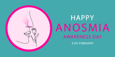 Happy Anosmia Awareness Day, 27th february concept. Design template for banner, flyer. Vector illustration.