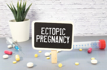 Blurred silhouette of a naked woman with text ectopic pregnancy